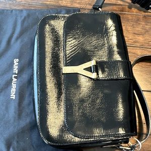Saint Laurent black leather purse 11 x 8 with dust bag. Shiny leather